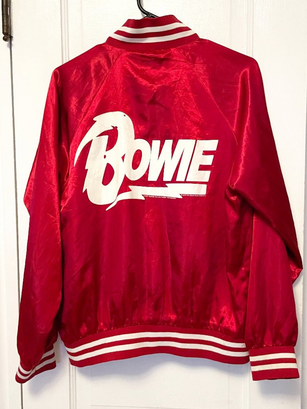 Stunning Red Satin Bowie Jacket Size Small